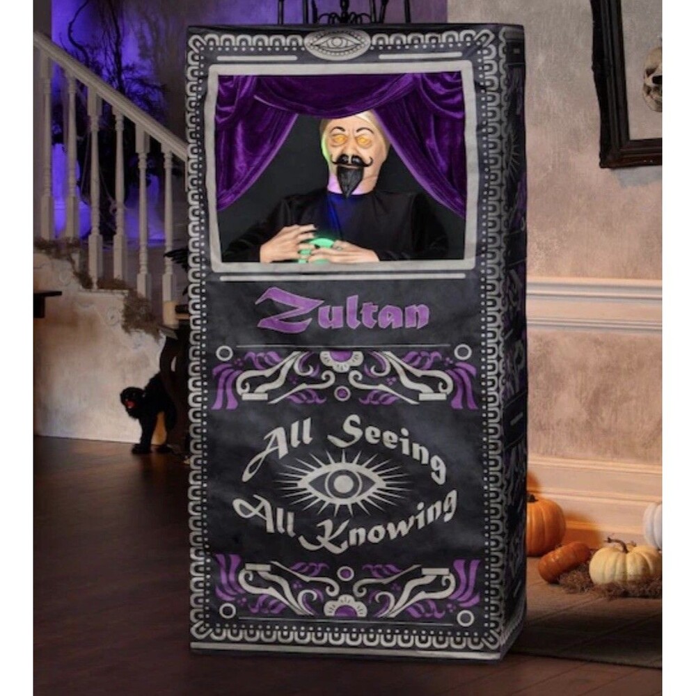 New Gemmy ZULTAN ANIMATED FORTUNE TELLER Halloween Party Prop Lights Sound NIB